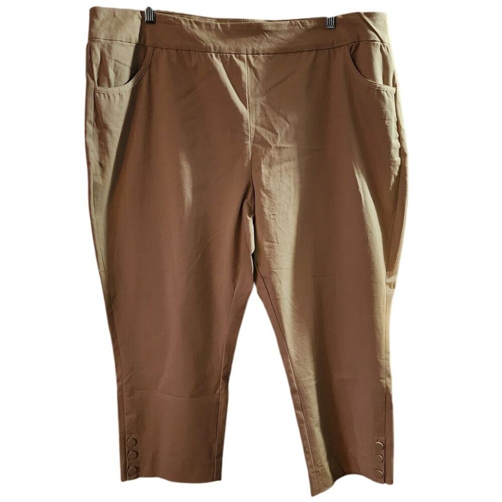 Soft Surroundings  Stretch Straight Leg Cropped Button Accents Plus 3X